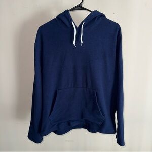 Lands’ End Fleece Pullover Hoodie Men’s Medium Navy Blue